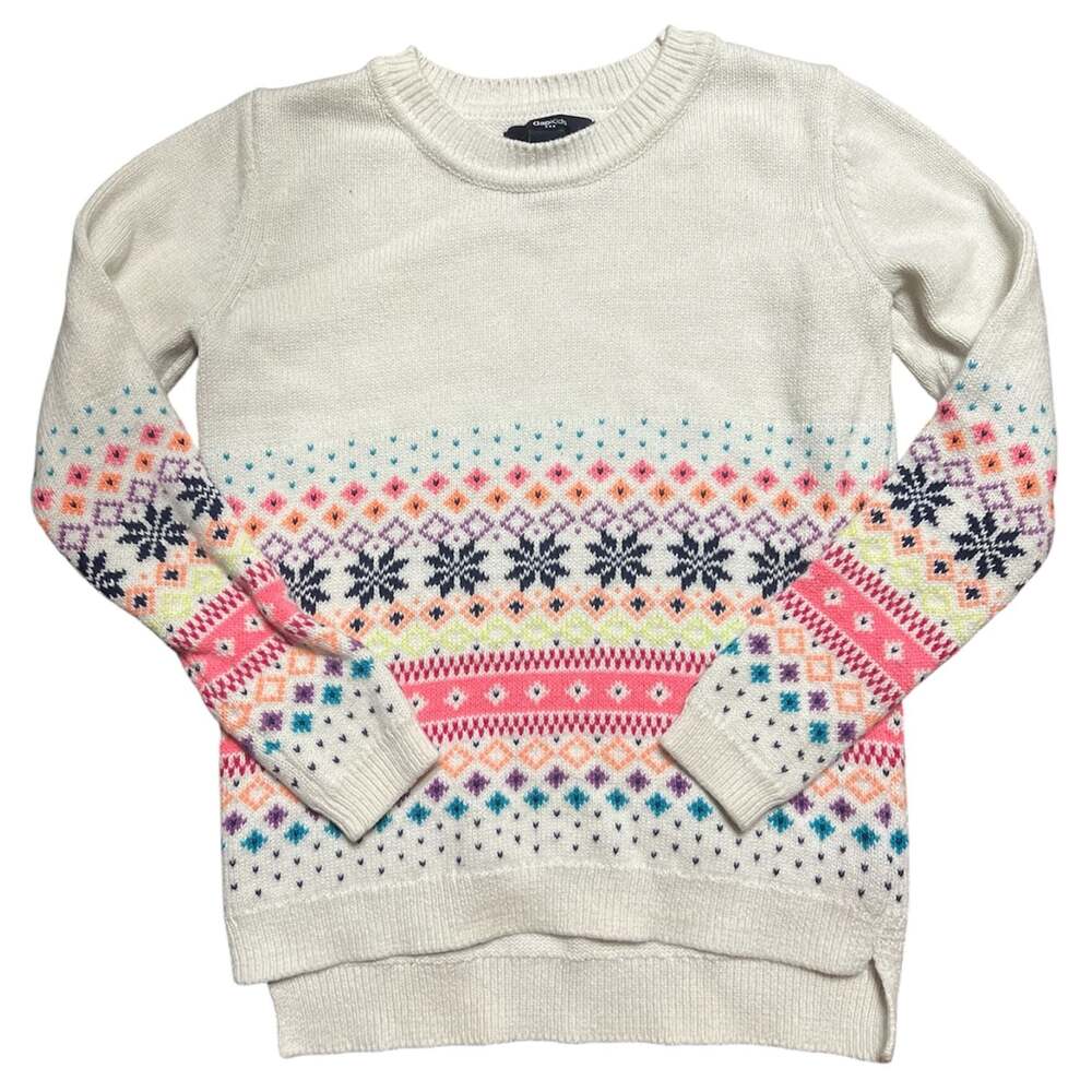 GapKids Cream Multicolor Fair Isle Snowflake Knit Sweater